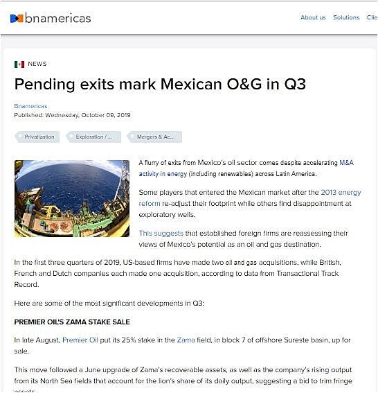 Pending exits mark Mexican O&G in Q3